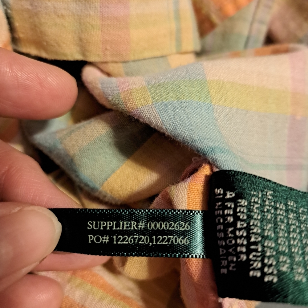 SOLD - Lauren By Ralph Lauren - Sz. 2x Pastel Plaid Button-Down Top 55% Linen - Picture 3 of 6